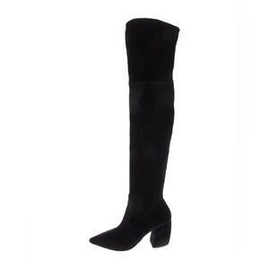 Prada Deep Black Velvet Over-the-Knee Boots